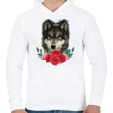 PRINTFASHION Farkas rózsával - Férfi kapucnis pulóver - Fehér