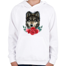 PRINTFASHION Farkas rózsával - Gyerek kapucnis pulóver - Fehér gyerek pulóver, kardigán