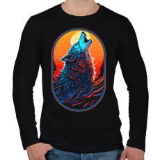 PRINTFASHION Farkas üvöltés a teliholdnál - Férfi hosszú ujjú póló - Fekete