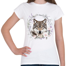 PRINTFASHION farkas virágokkal - Női póló - Fehér
