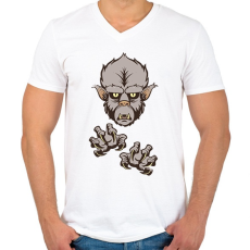 PRINTFASHION Farkasember - Férfi V-nyakú póló - Fehér