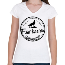 PRINTFASHION Farkasfalka legénybúcsú - Női V-nyakú póló - Fehér női póló