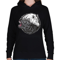 PRINTFASHION Farkasos  - Női kapucnis pulóver - Fekete