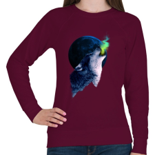 PRINTFASHION Farkasüvöltés - Női pulóver - Bordó női pulóver, kardigán