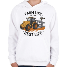 PRINTFASHION Farm - trakrtor - a legjobb életmód - Gyerek kapucnis pulóver - Fehér gyerek pulóver, kardigán