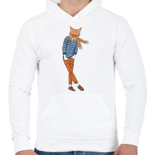 PRINTFASHION Fashion Fox - Férfi kapucnis pulóver - Fehér férfi pulóver, kardigán
