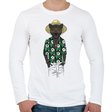 PRINTFASHION Fashion Panther - Férfi hosszú ujjú póló - Fehér férfi póló
