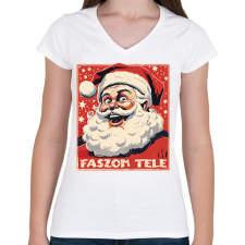 PRINTFASHION Faszom tele - Női V-nyakú póló - Fehér női póló