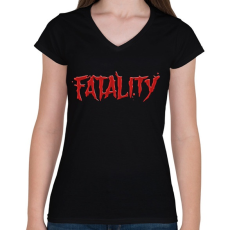 PRINTFASHION Fatality - Női V-nyakú póló - Fekete