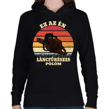 PRINTFASHION Favágó / Láncfűrész - Női kapucnis pulóver - Fekete női pulóver, kardigán