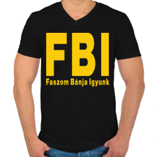 PRINTFASHION FBI igyunk - Férfi V-nyakú póló - Fekete férfi póló