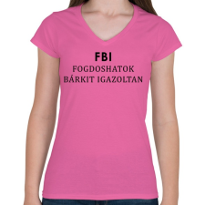 PRINTFASHION FBI - Női V-nyakú póló - Rózsaszín női póló