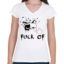 PRINTFASHION fck1 - Női V-nyakú póló - Fehér női póló