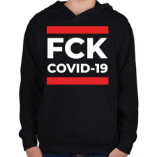PRINTFASHION FCK COVID - Gyerek kapucnis pulóver - Fekete gyerek pulóver, kardigán