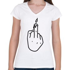 PRINTFASHION FCK gyertya - Női V-nyakú póló - Fehér női póló