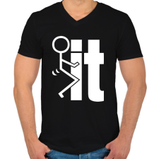 PRINTFASHION Fck it - Férfi V-nyakú póló - Fekete férfi póló