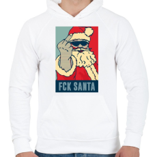 PRINTFASHION FCK SANTA - Férfi kapucnis pulóver - Fehér