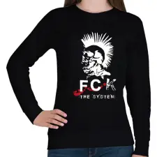 PRINTFASHION Fck the system - Női pulóver - Fekete női pulóver, kardigán
