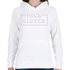 PRINTFASHION fcuk-gluten-white-purple - Női kapucnis pulóver - Fehér női pulóver, kardigán