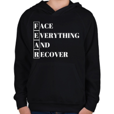 PRINTFASHION FEAR - Face Everything And Recover - Gyerek kapucnis pulóver - Fekete gyerek pulóver, kardigán