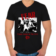 PRINTFASHION FEAR - Férfi V-nyakú póló - Fekete férfi póló
