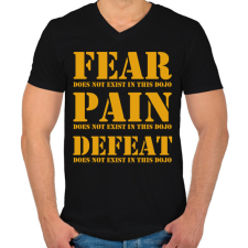 PRINTFASHION Fear, Pain, Defeat - Cobra Kai - Férfi V-nyakú póló - Fekete férfi póló