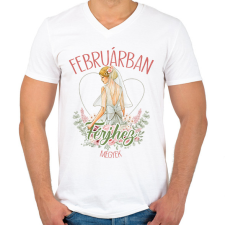 PRINTFASHION Februárban férjhez megyek - Férfi V-nyakú póló - Fehér férfi póló