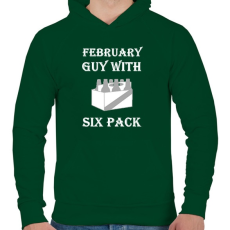 PRINTFASHION Februárban született kockás hasú 2 - Férfi kapucnis pulóver - Sötétzöld