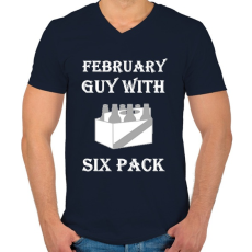 PRINTFASHION Februárban született kockás hasú 2 - Férfi V-nyakú póló - Sötétkék