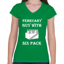 PRINTFASHION Februárban született kockás hasú 2 - Női V-nyakú póló - Zöld női póló