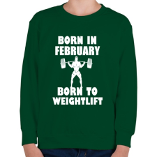PRINTFASHION Februárban születve - súlyemelésre születve - Gyerek pulóver - Sötétzöld gyerek pulóver, kardigán