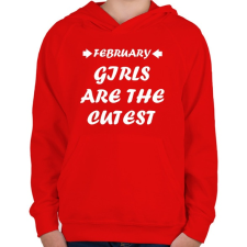 PRINTFASHION Februári csajok a legcukibbak - Gyerek kapucnis pulóver - Piros gyerek pulóver, kardigán