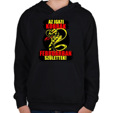 PRINTFASHION Februári Kobra - Gyerek kapucnis pulóver - Fekete gyerek pulóver, kardigán