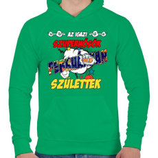 PRINTFASHION Februári Szuperhős - Férfi kapucnis pulóver - Zöld