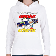 PRINTFASHION Februári Szuperhős - Női kapucnis pulóver - Fehér női pulóver, kardigán