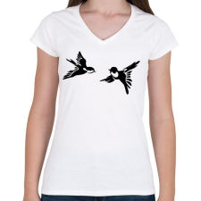 PRINTFASHION Fecske - Női V-nyakú póló - Fehér női póló