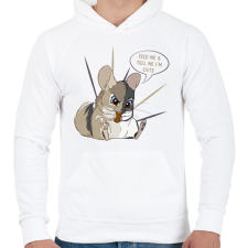 PRINTFASHION Feed me - Chinchilla - Férfi kapucnis pulóver - Fehér férfi pulóver, kardigán