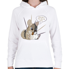 PRINTFASHION Feed me - Chinchilla - Női kapucnis pulóver - Fehér
