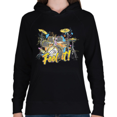 PRINTFASHION Feel it! - Dobolós - Női kapucnis pulóver - Fekete