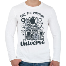 PRINTFASHION Feel the rhythm - Dobolós - Férfi hosszú ujjú póló - Fehér férfi póló