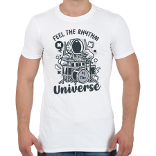 PRINTFASHION Feel the rhythm - Dobolós - Férfi póló - Fehér férfi póló