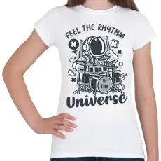 PRINTFASHION Feel the rhythm - Dobolós - Női póló - Fehér