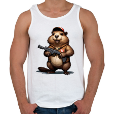 PRINTFASHION fegyveres bober - Férfi atléta - Fehér atléta, trikó