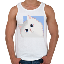 PRINTFASHION Fehér cica - Férfi atléta - Fehér atléta, trikó