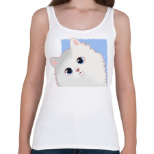PRINTFASHION Fehér cica - Női atléta - Fehér női trikó