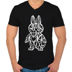 PRINTFASHION Fehér Labubu - Férfi V-nyakú póló - Fekete