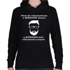 PRINTFASHION fehér mérnök választott - Női kapucnis pulóver - Fekete