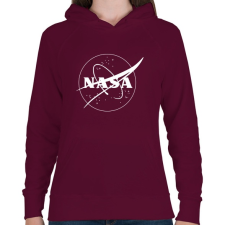 PRINTFASHION Fehér Nasa logo - Női kapucnis pulóver - Bordó női pulóver, kardigán