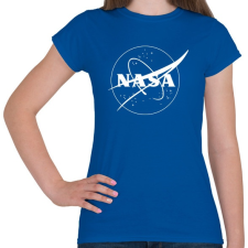 PRINTFASHION Fehér Nasa logo - Női póló - Királykék női póló