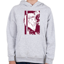 PRINTFASHION Fehér oroszlán - Gyerek kapucnis pulóver - Sport szürke gyerek pulóver, kardigán